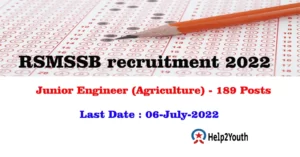 Read more about the article RSMSSB JE recruitment 2022- Apply Online for Junior Engineer (Agriculture)
